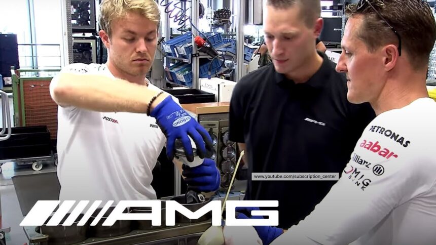 Schumacher and Rosberg Build an AMG Engine