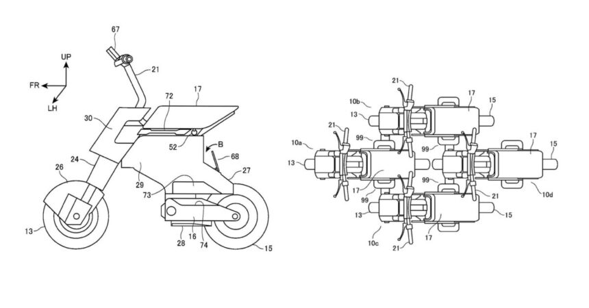 Honda patents this teeny tiny electric motorcycle that snaps together with others like Transformers