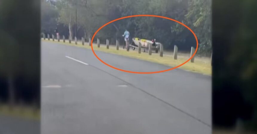 Who needs a truck? Man tows boat with a tiny electric scooter!