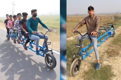 This guy built a six-seater electric bike for $150, and it absolutely rips