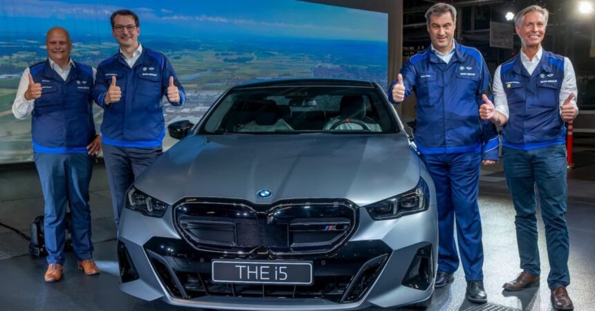 BMW’s first electric 5 series sedan, the i5, begins rolling off the assembly line