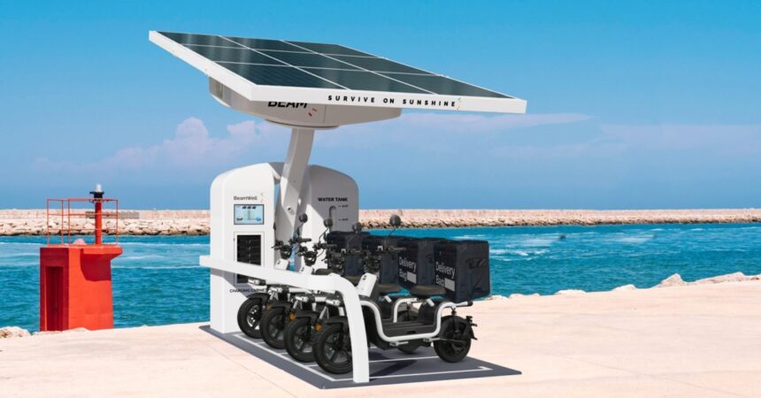 This off-grid solar e-mobility delivery system makes clean water for crisis zones