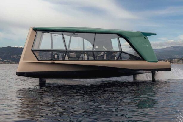 This electric boat with a hydrofoil hull utilizes BMW EV batteries and has its own sound design