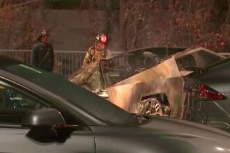 A Tesla Cybertruck burned down at Tesla lot in Atlanta, battery fire suspected