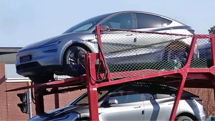 Tesla Model Y "Juniper" spotted on car carriers in China