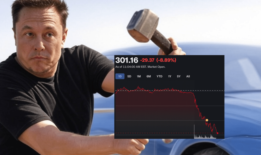 Tesla (TSLA) stock is crashing like a ‘soufflé under a sledge hammer’ as Elon Musk predicted