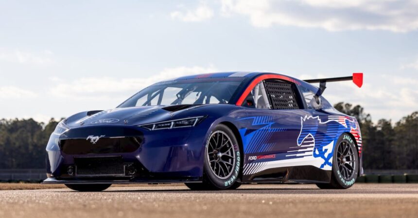 Ford just dropped a tri-motor Mustang Mach-E EV for NASCAR and it looks beastly