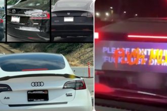 Tesla owners get creative to distance themselves from Elon with new car logos & projectors