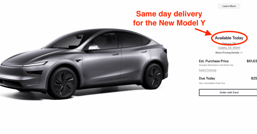 Tesla can deliver a new Model Y order today in US – pointing to low demand for the refresh