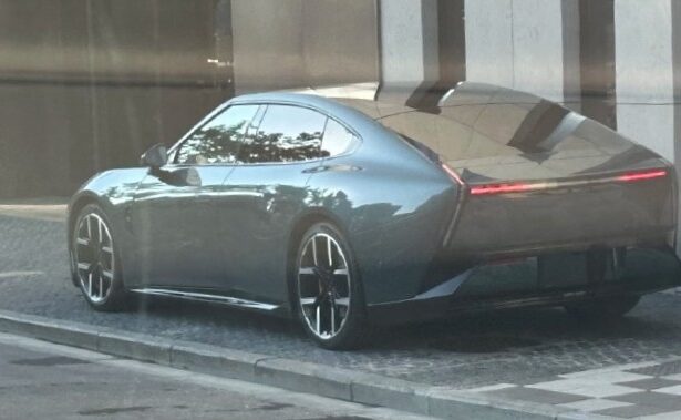 2026 Xpeng P7 sedan with scissor doors spotted without camo in China
