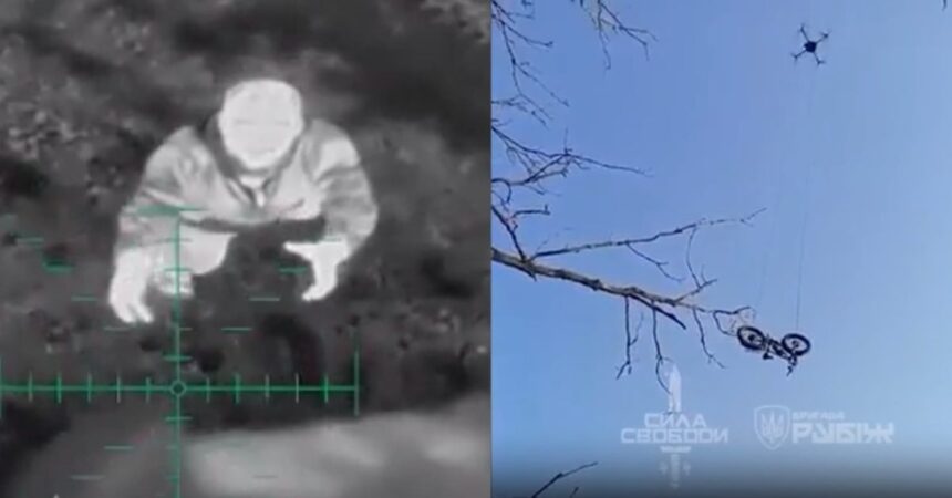 Drone drops electric bike to help Ukrainian soldier escape Russians