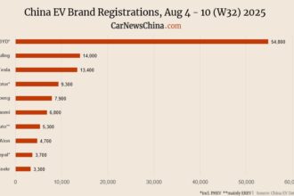 Onvo 3,200, Xpeng 7,900, Tesla 13,400, BYD 54,800