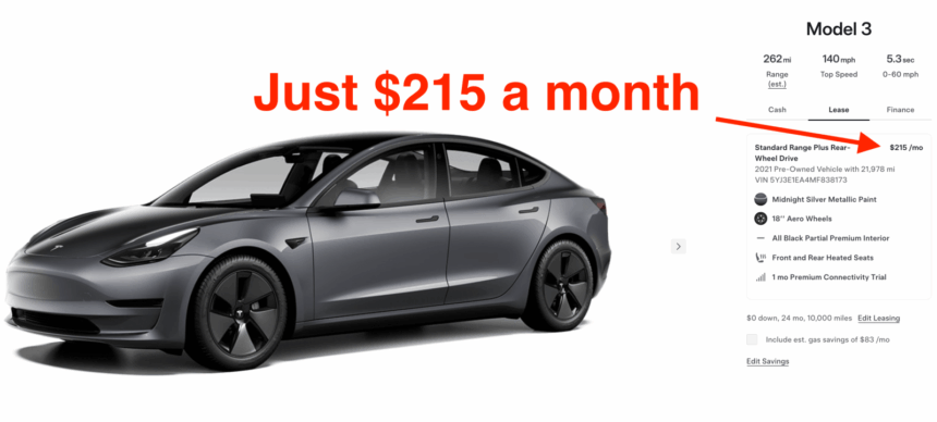 Tesla offers used car leases with $0 down as it desperately tries move cars